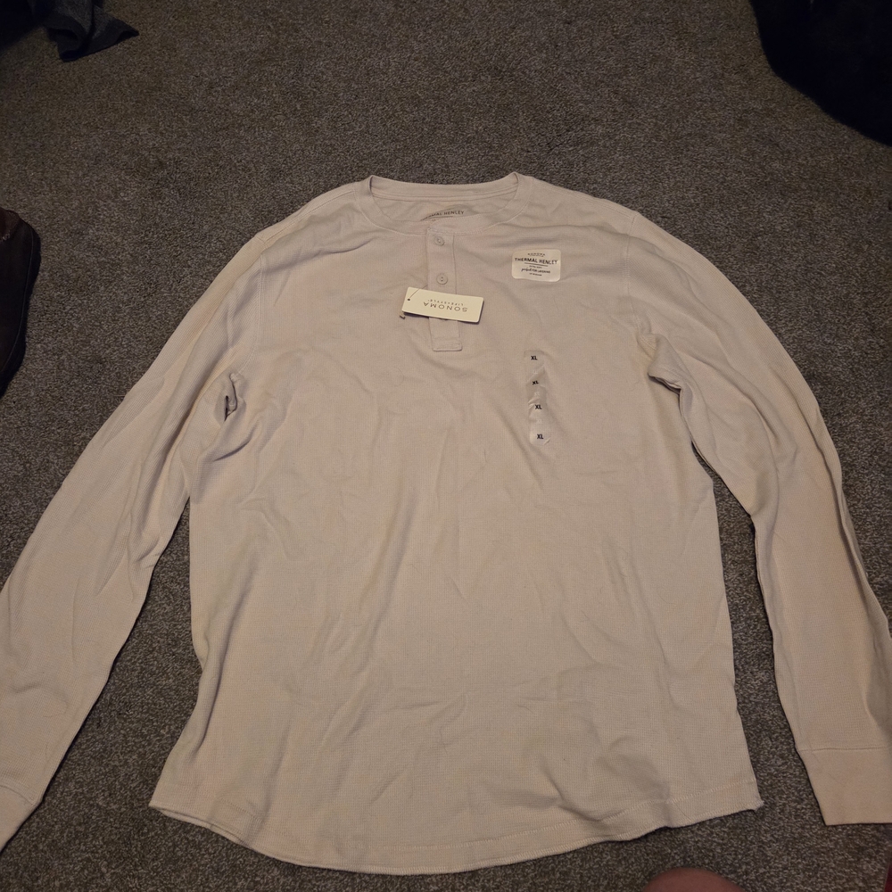 Sonoma Men's Beige Henley Shirt